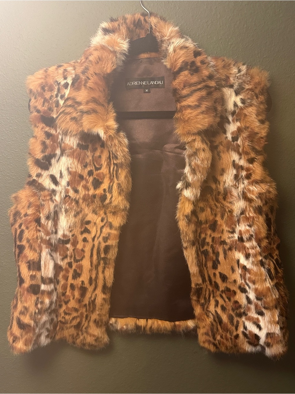 Adrienne Landau Leopard-Print Faux Fur Vest - Tan & Black